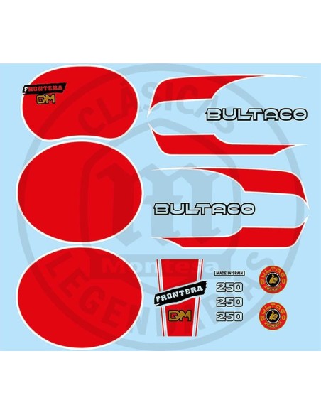 Complete set of Bultaco Frontera Gold Medal 250 stickers