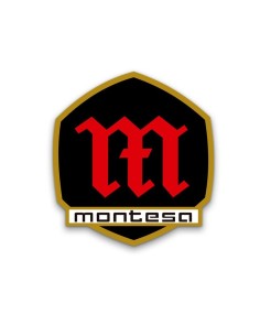 Anagrama logotipo escudo Montesa oro, negro y rojo Ref. AML-01020