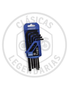 Juego 10 llaves macho 6 caras largo. Ref.: BR01004