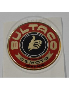 Adhesive emblem Logo Bultaco for deposits in Gold and Red, in resin