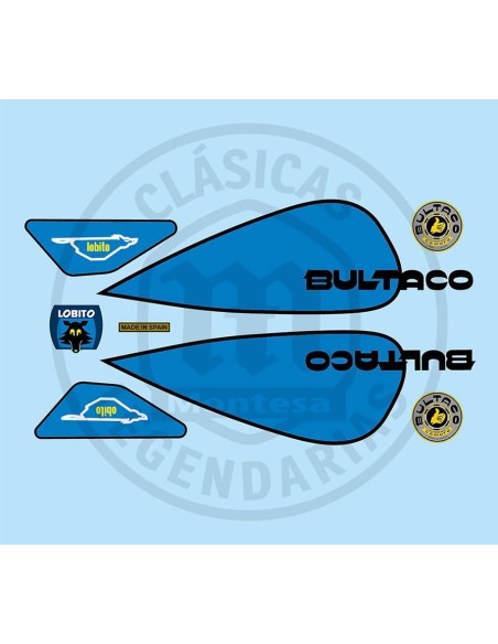 Juego Completo pegatinas adhesivas Bultaco Lobito MK7 Azul