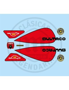 Complete set of adhesive stickers Bultaco Lobito MK7 red