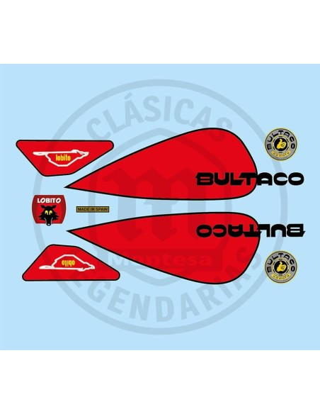 Joc complet adhesius adhesives Bultaco Lobito MK7 roja