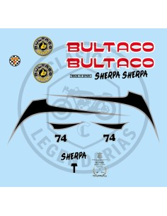 Bultaco Sherpa T74 adhesive anagrams kit from 1976 ref.BU18420001