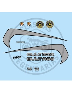 Bultaco Sherpa T74 adhesive anagrams kit from 1975 ref.BU18420002