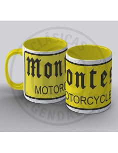 Montesa motorcycles motorcycle mug, handle and yellow interior