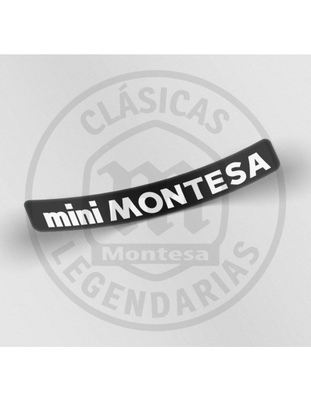 anagrama adhesiu MiniMontesa, fons negre lletres blanques