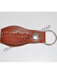 Llavero piel autentica marron logo Montesa ref.1490