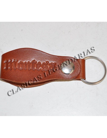 Llavero piel autentica marron logo Montesa ref.1490